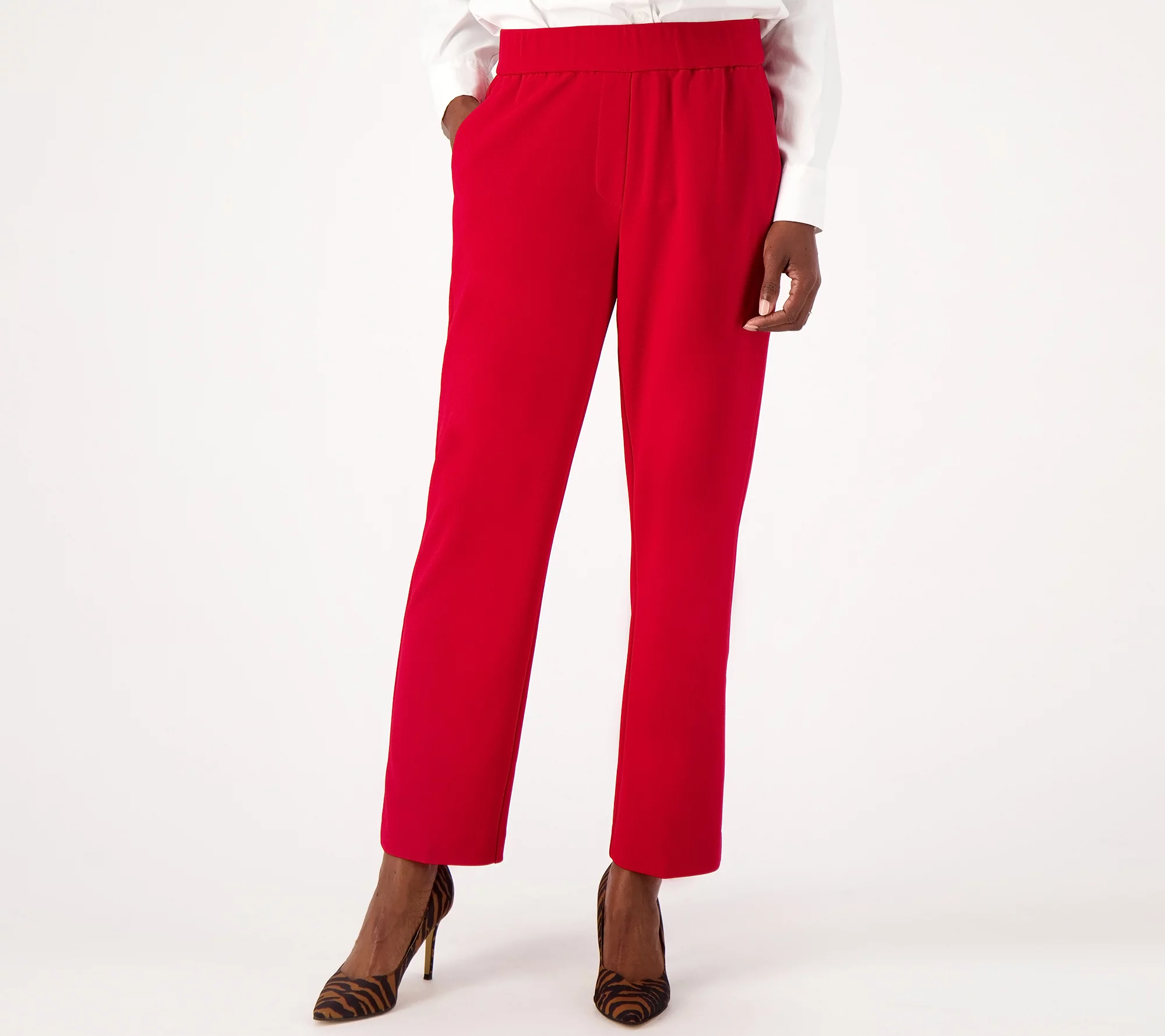 "As Is" Dennis Basso Petite Luxe Crepe Slim Leg Pants w/ Kick Flare