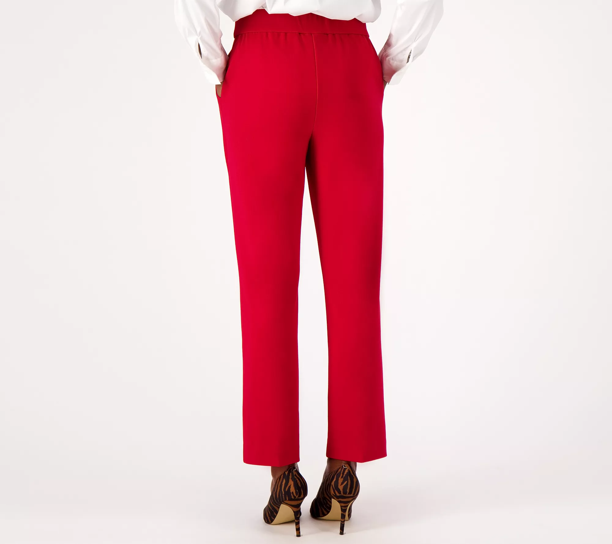 "As Is" Dennis Basso Petite Luxe Crepe Slim Leg Pants w/ Kick Flare