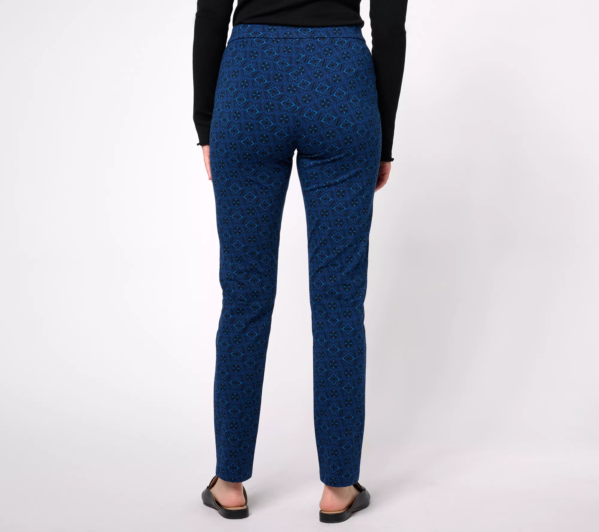 "As Is" Susan Graver Weekend Petite Printed Stretch Ava Slim Leg Pants