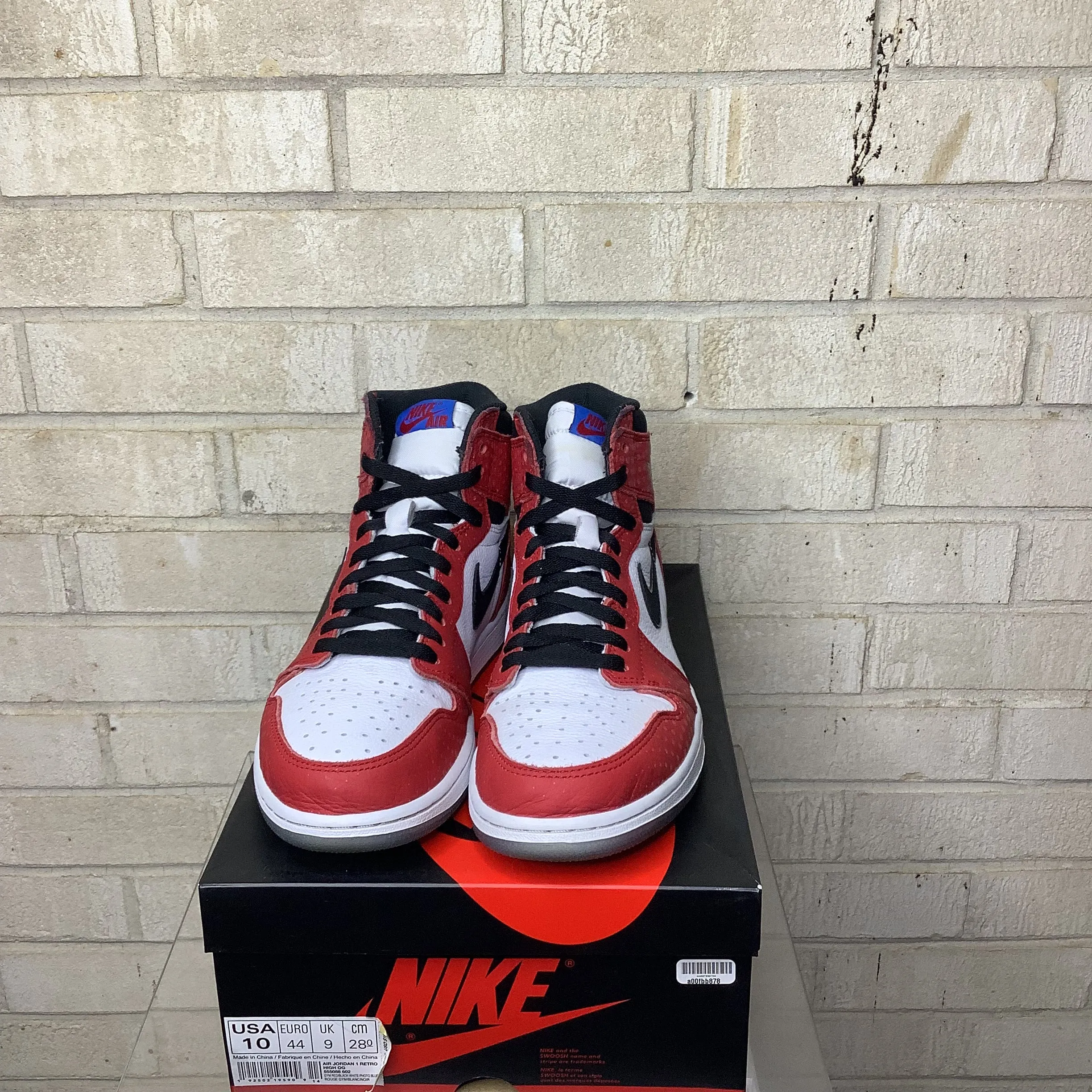 AIR JORDAN 1 SPIDER-MAN ORIGIN STORY SIZE 10 555088-602