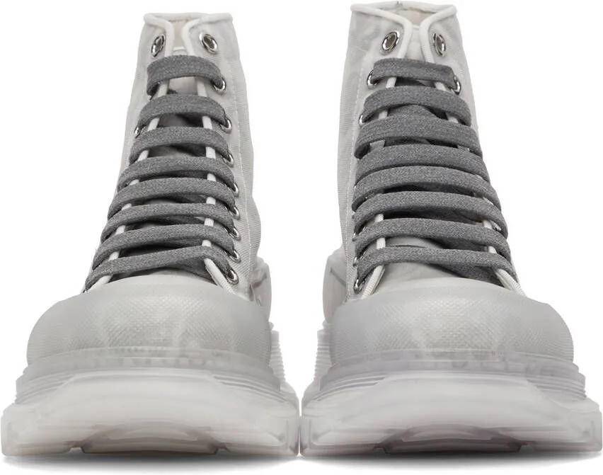 Alexander McQueen Grey Print Tread Slick High Sneakers