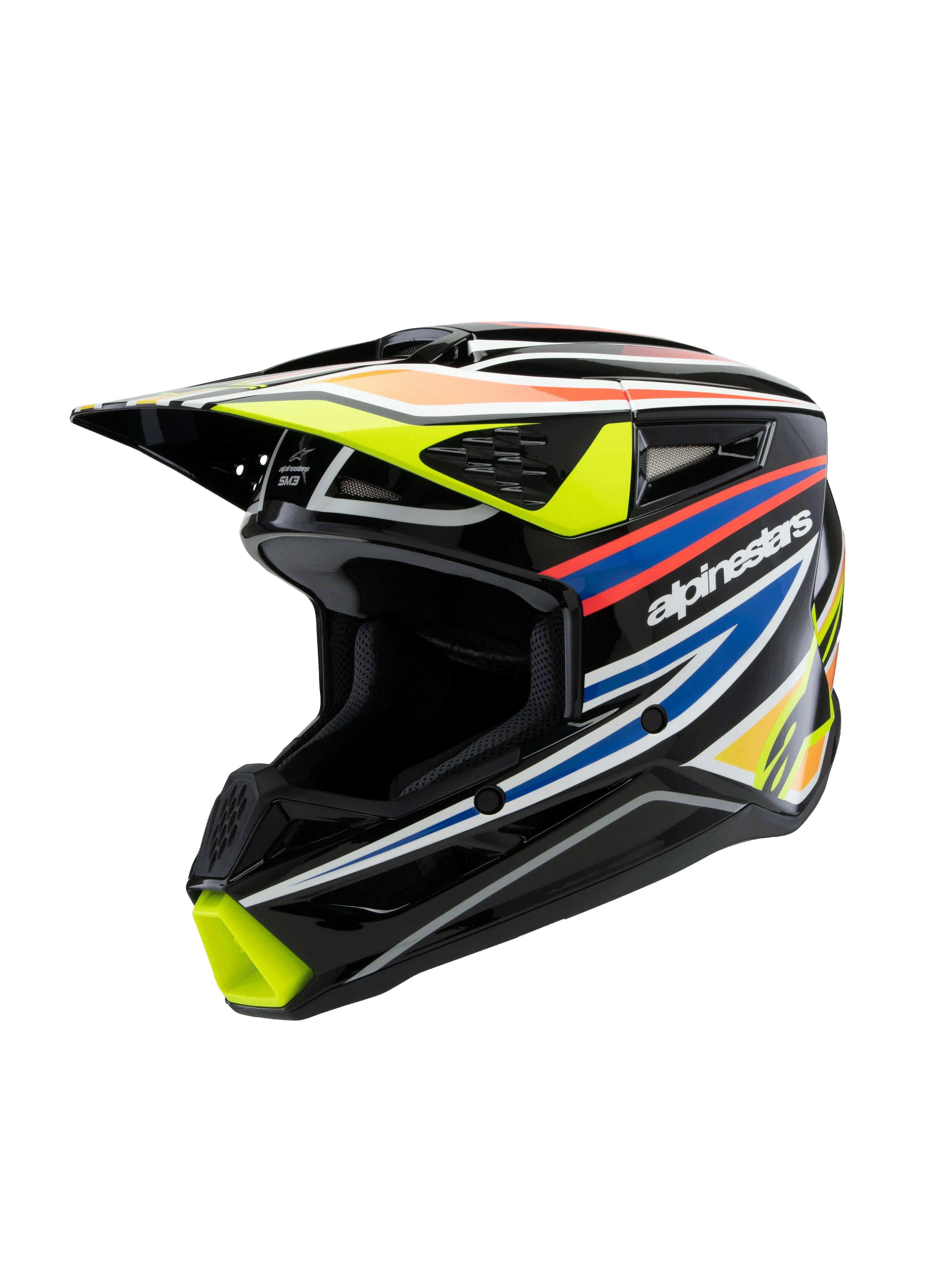 Alpinestars - 2025 SM3 Youth Wurx Black Yellow-Fluro Blue Red Glossy MX Helmet