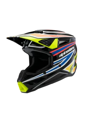 Alpinestars - 2025 SM3 Youth Wurx Black Yellow-Fluro Blue Red Glossy MX Helmet