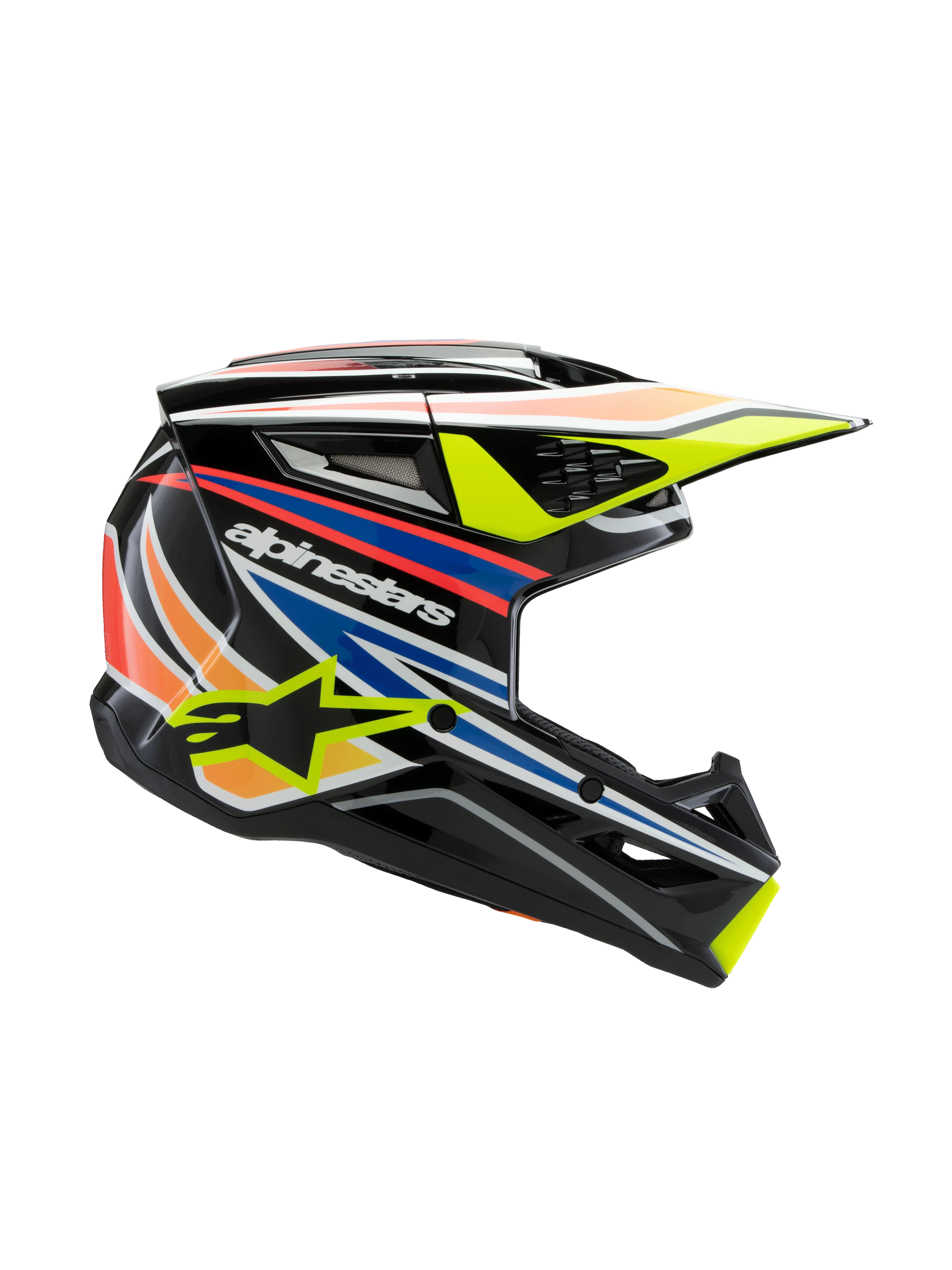 Alpinestars - 2025 SM3 Youth Wurx Black Yellow-Fluro Blue Red Glossy MX Helmet