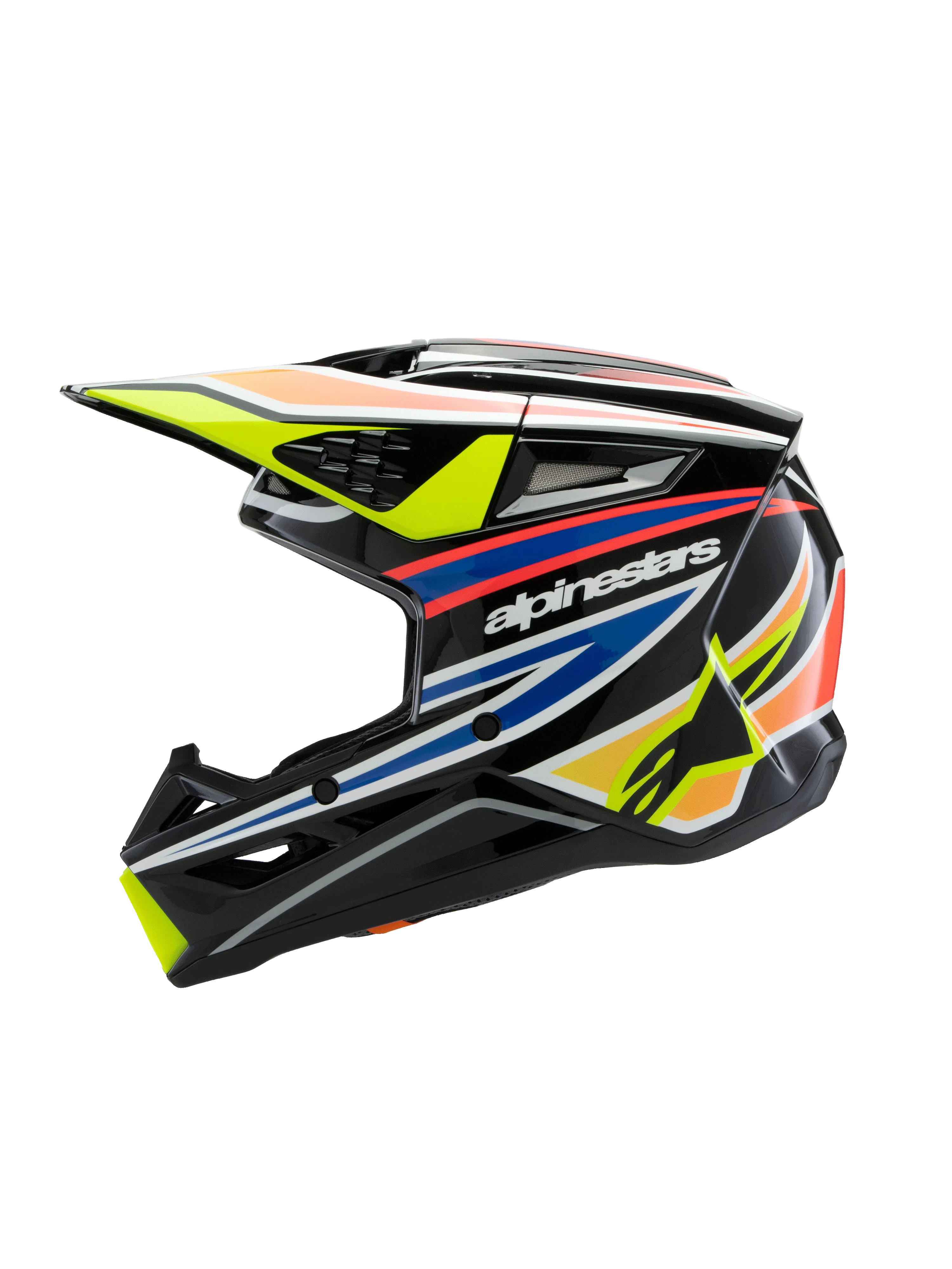 Alpinestars - 2025 SM3 Youth Wurx Black Yellow-Fluro Blue Red Glossy MX Helmet