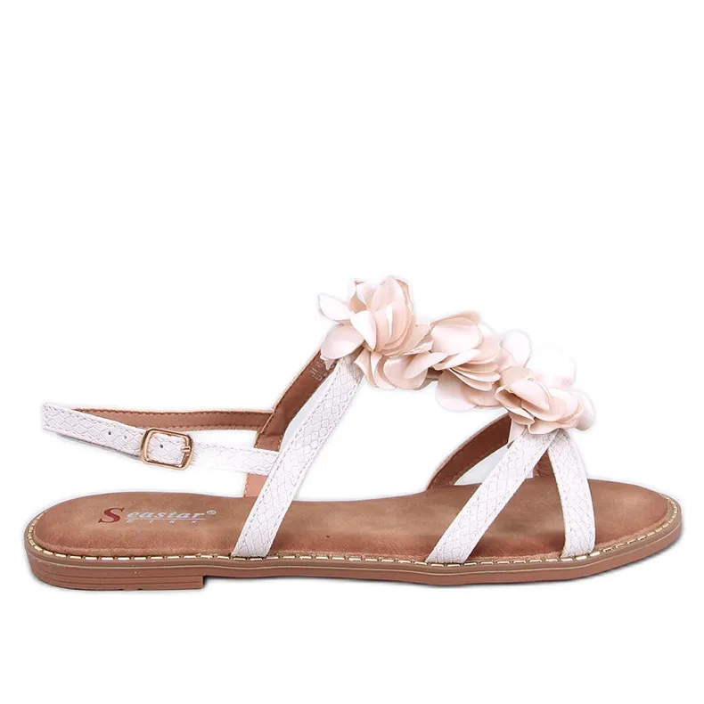 Amaur Beige sandals with delicate flowers