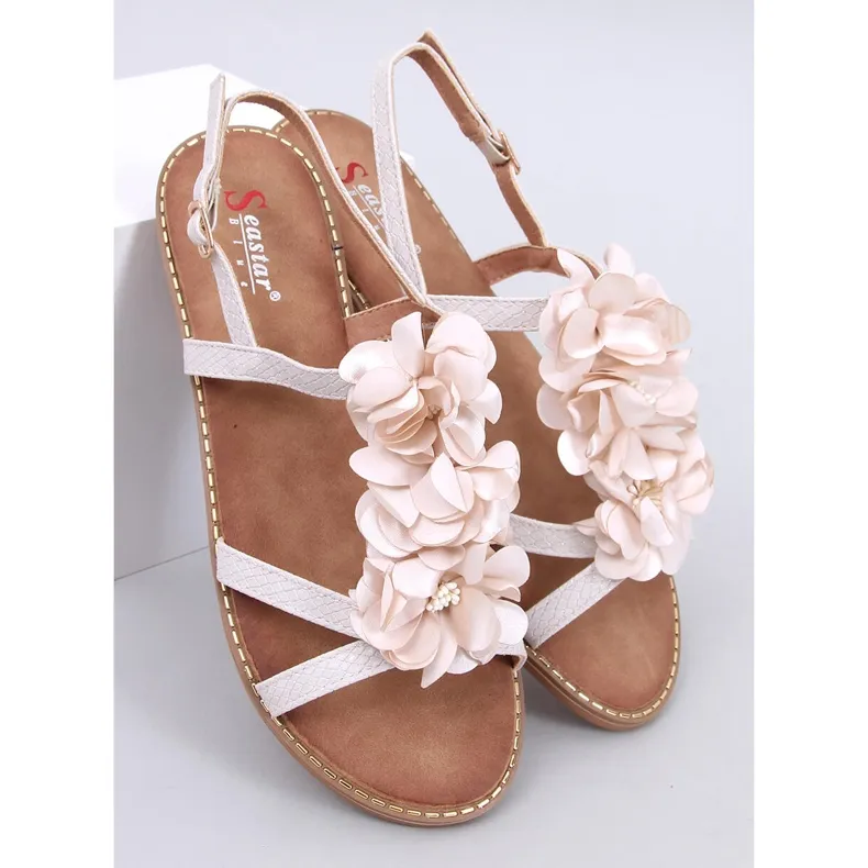 Amaur Beige sandals with delicate flowers