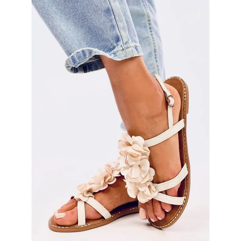 Amaur Beige sandals with delicate flowers