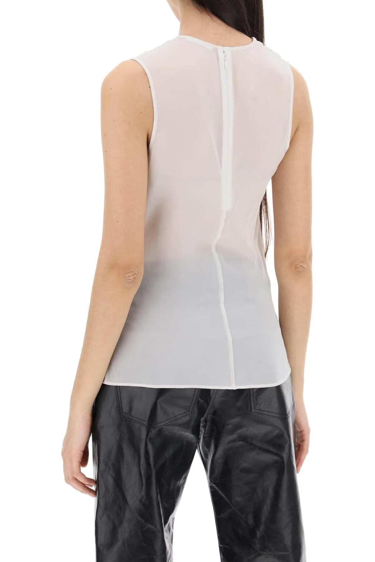 Ami Alexandre Mattiussi    Ami Alexandre Matiussi Sleeveless Silk Top In