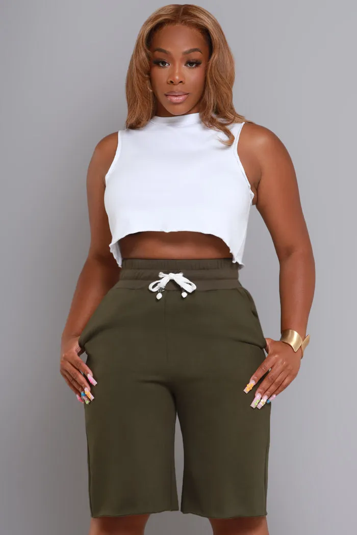 Beat You To It Sleeveless Crop Top - White