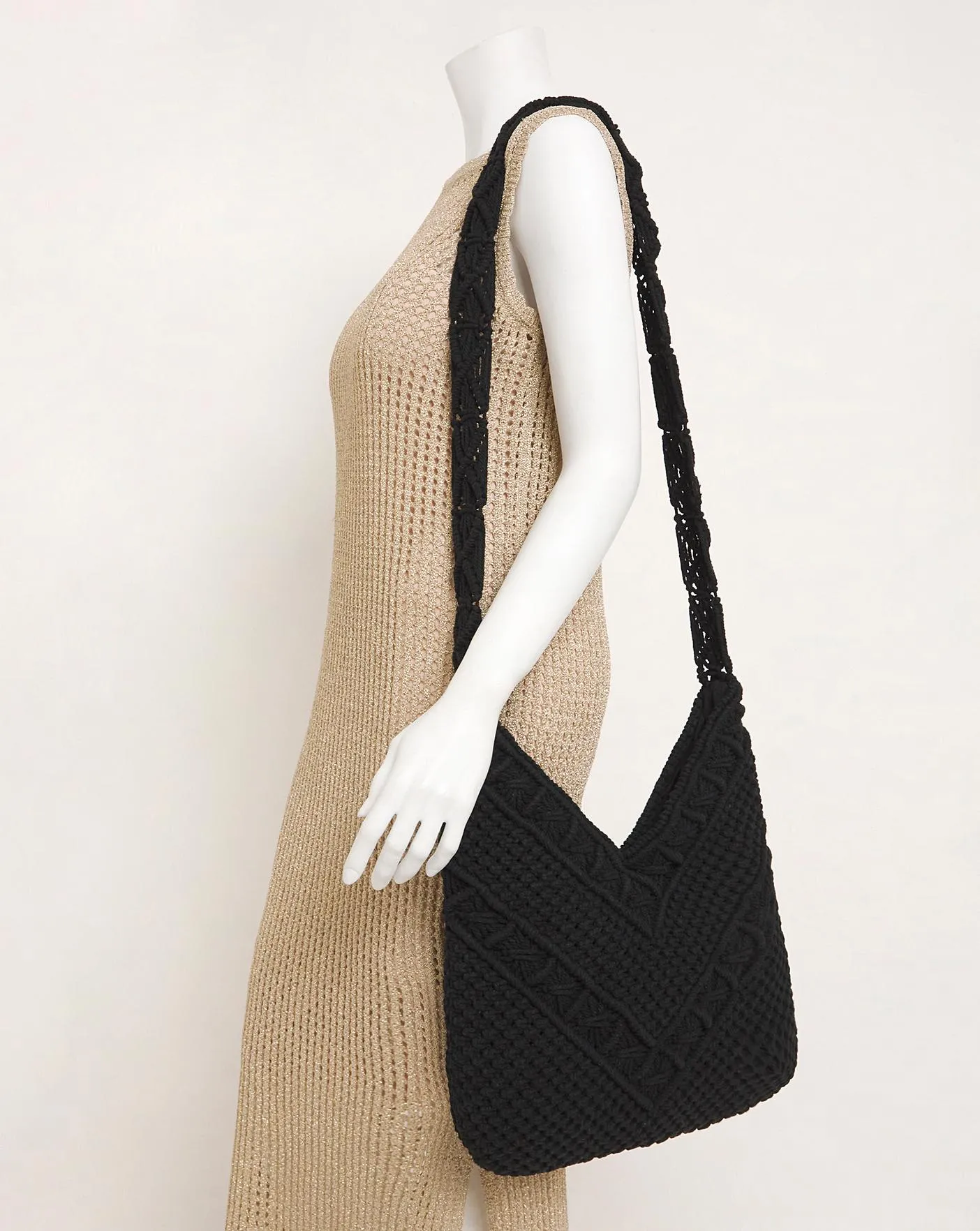 Black Macrame Shoulder Bag