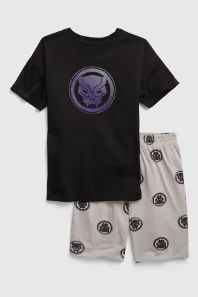 Black Marvel Iron Man Short Sleeve Pyjama Shorts Set