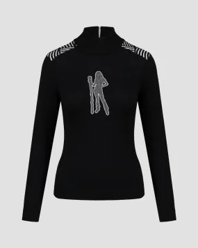 Black Newland Fleur merino women's ski jumper N46548-108