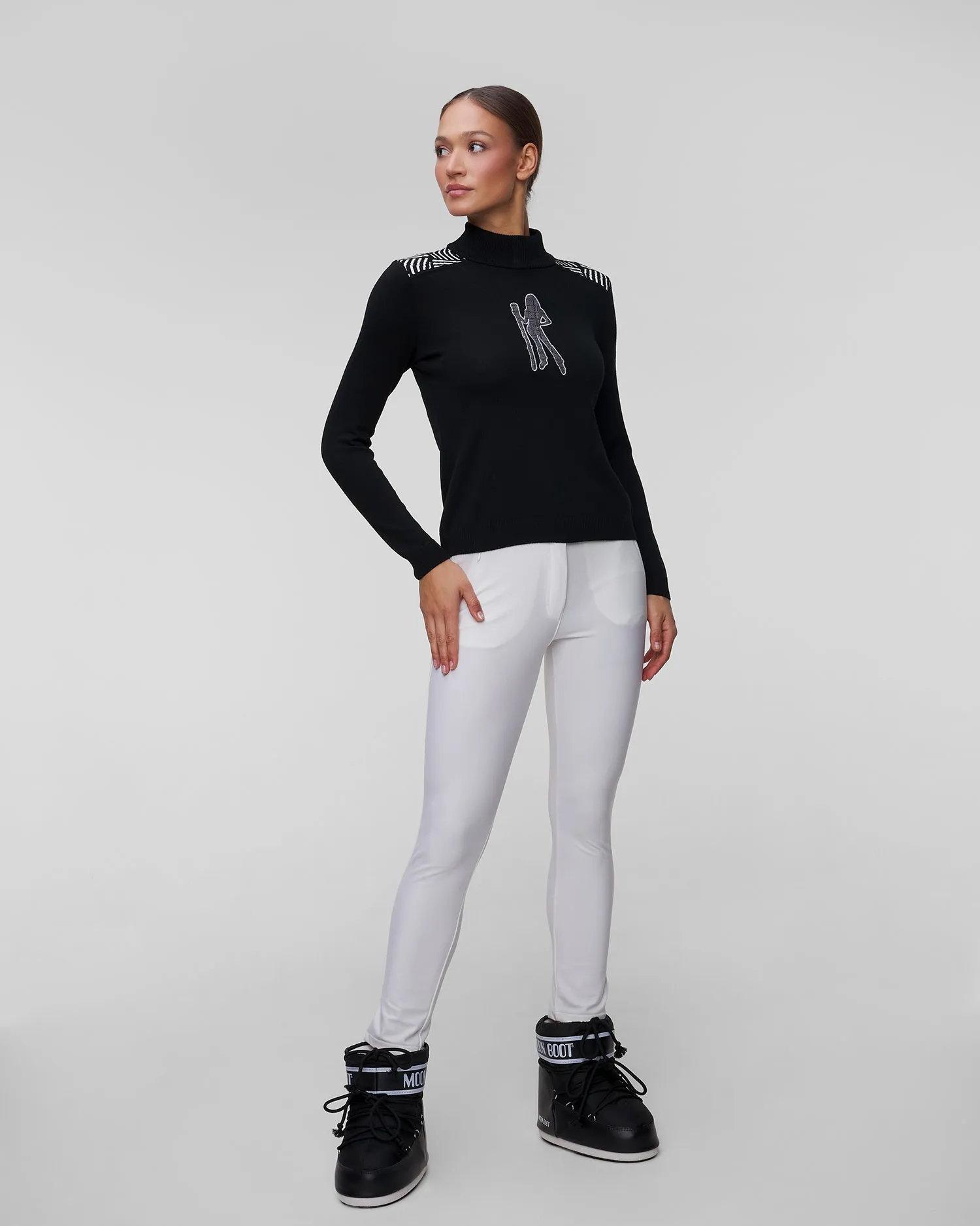 Black Newland Fleur merino women's ski jumper N46548-108