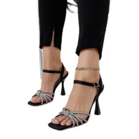 Black shiny Ankica high-heeled sandals