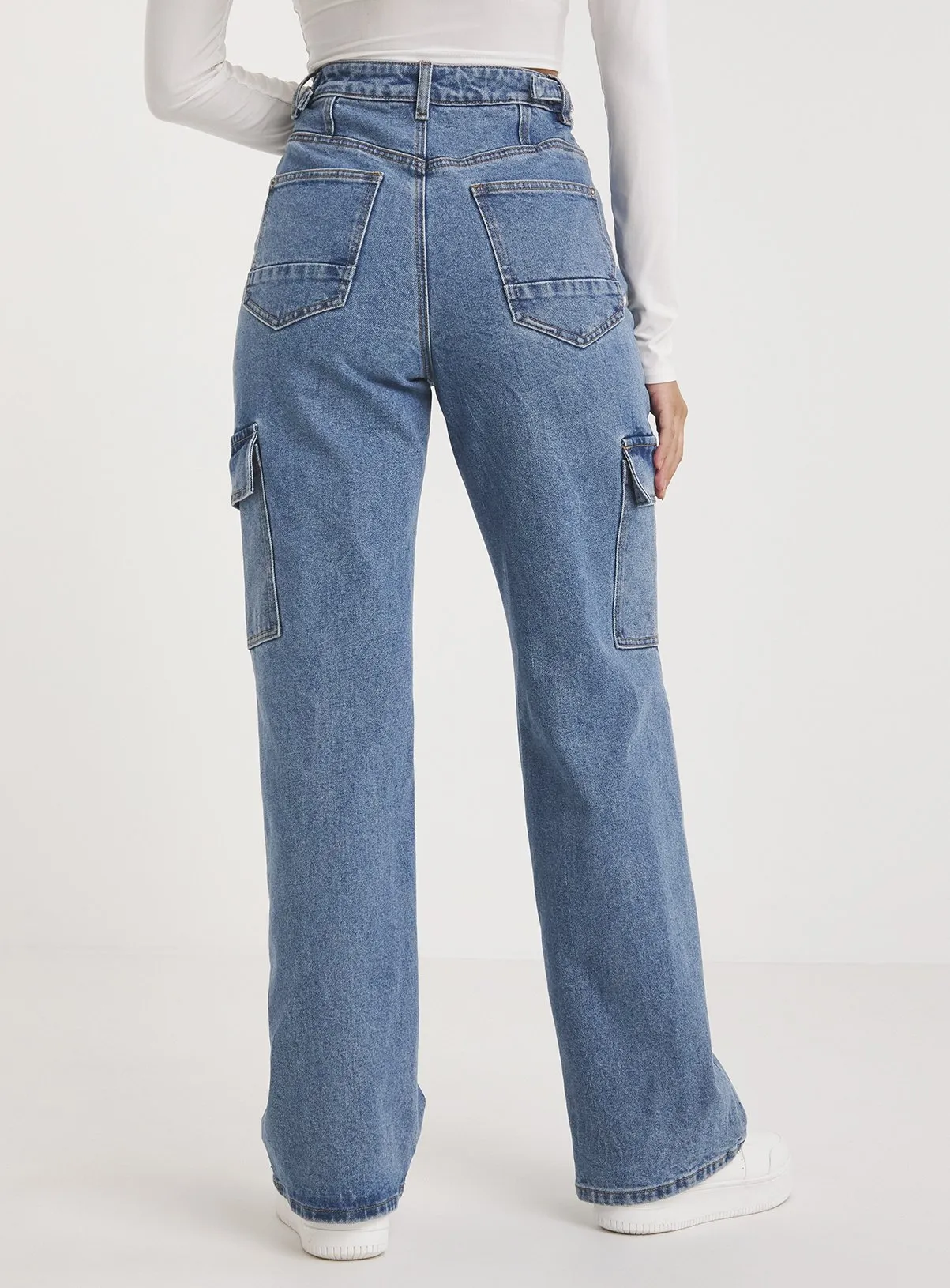 Buy SIMPLY BE High Rise Straight Leg Blue Cargo Jean 18 | Jeans | Tu