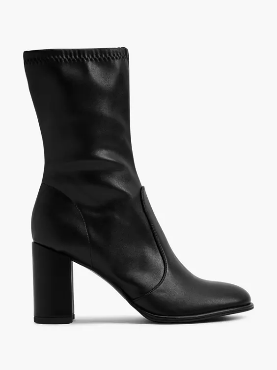 Catwalk  Black Panelled Heeled Boot