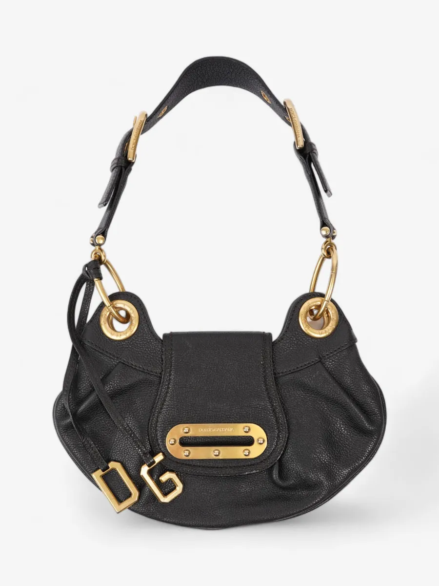 Chain Linked Shoulder Bag Black Leather