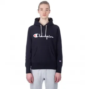 Champion Reverse Weave Script Applique Pullover Hooded Sweatshirt (Navy)