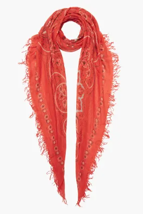 Chan Luu Cashmere & Silk Bandana Print Scarf in Poinciana 