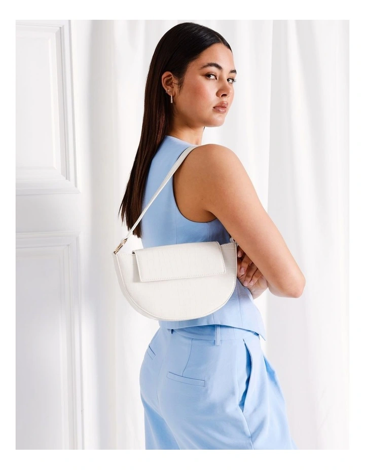 Charlie Croc Shoulder Bag in White