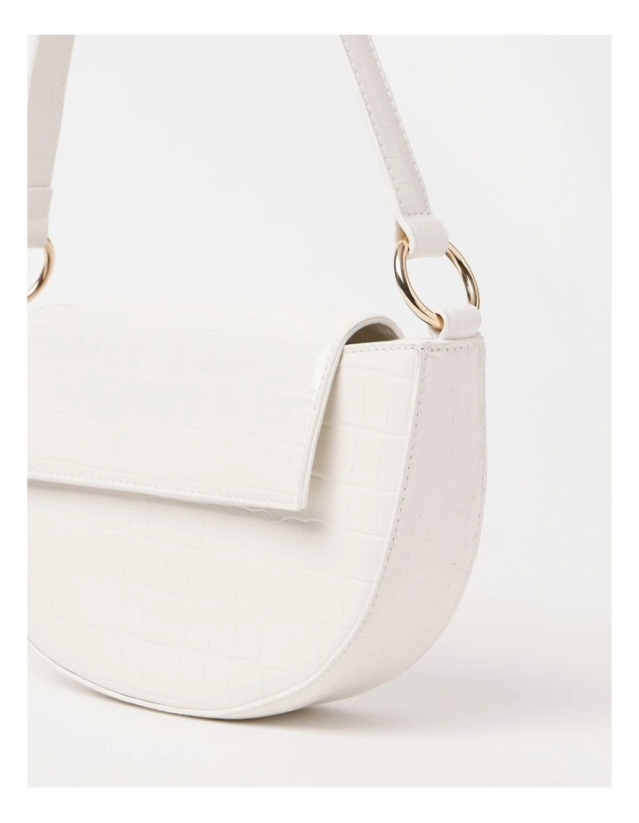 Charlie Croc Shoulder Bag in White