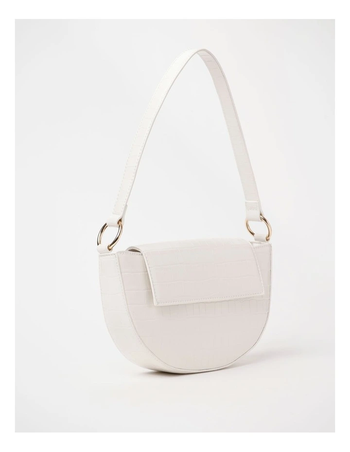 Charlie Croc Shoulder Bag in White