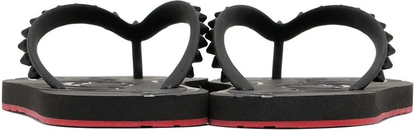 Christian Louboutin Black Loubi Flat Sandals