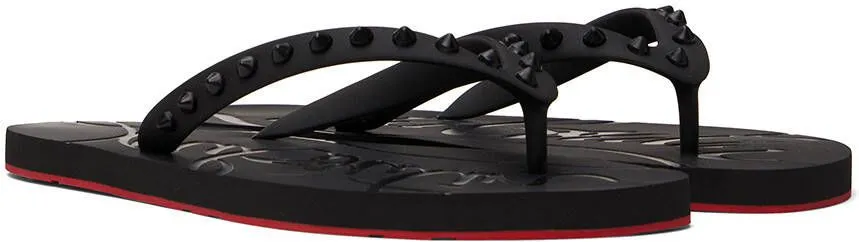 Christian Louboutin Black Loubi Flat Sandals