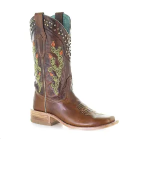 Corral Women's Brown Embroidered Cactus Square Toe Boot