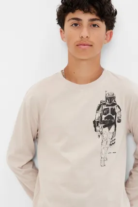 Cream Star Wars Boba Fett Graphic Long Sleeve T-Shirt