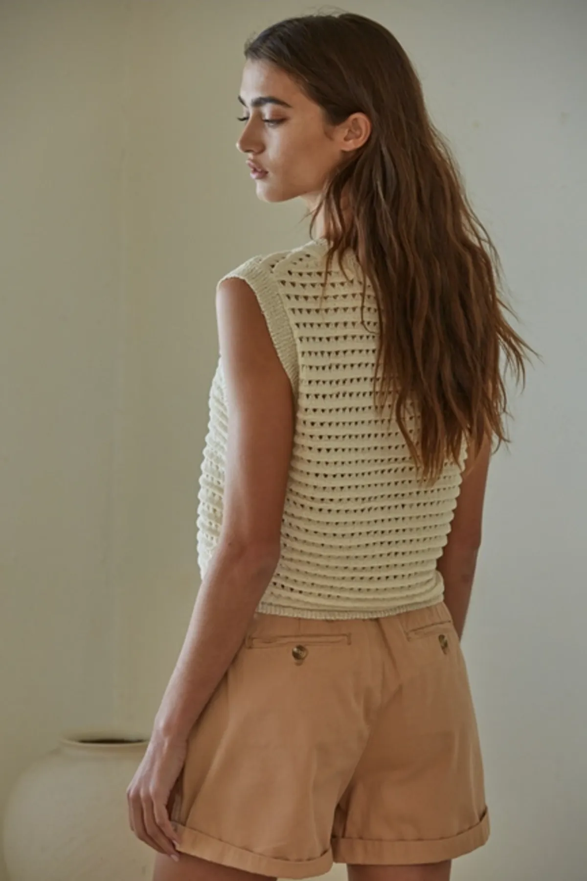 Crochet Sleeveless Top - Natural