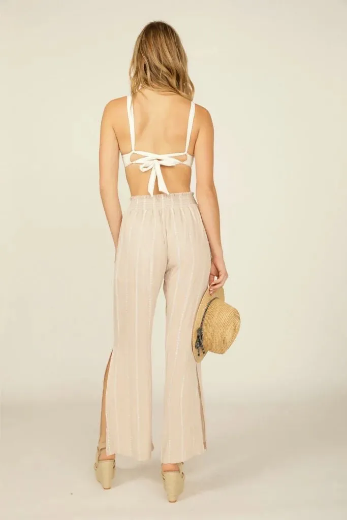 Dancia Smocked Embroidered Wide Leg Pants