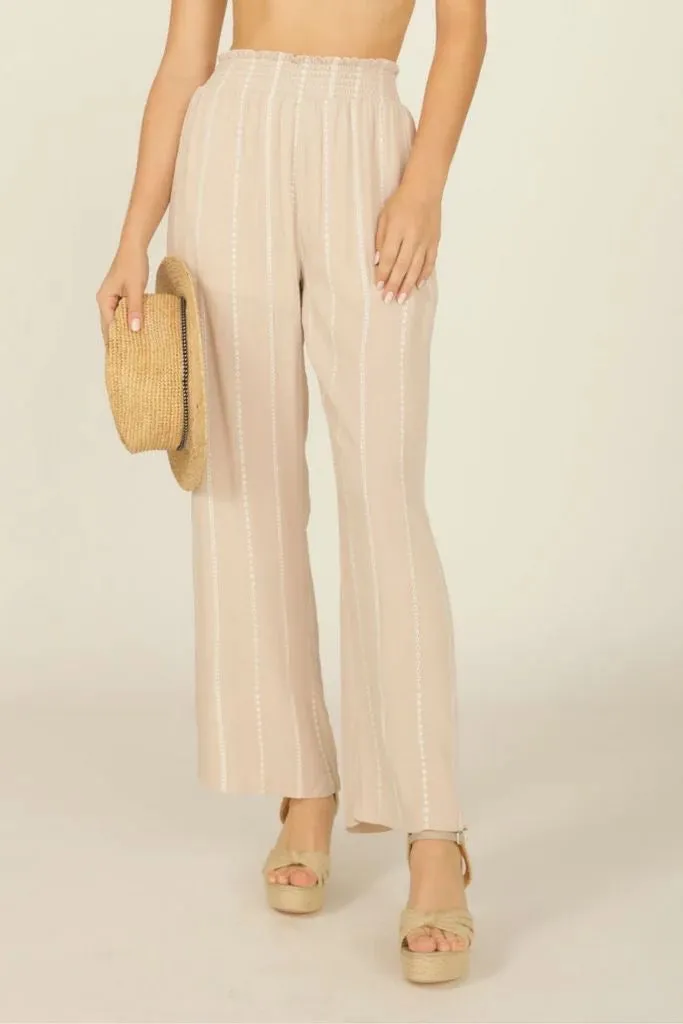 Dancia Smocked Embroidered Wide Leg Pants