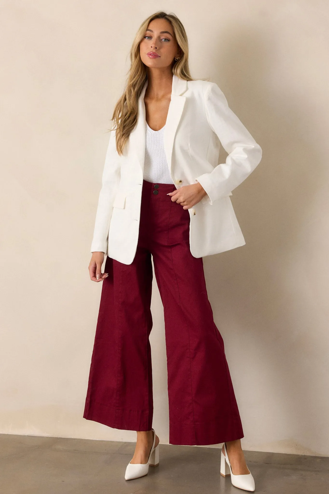 Daylight Glimmer Burgundy Wide Leg Pants