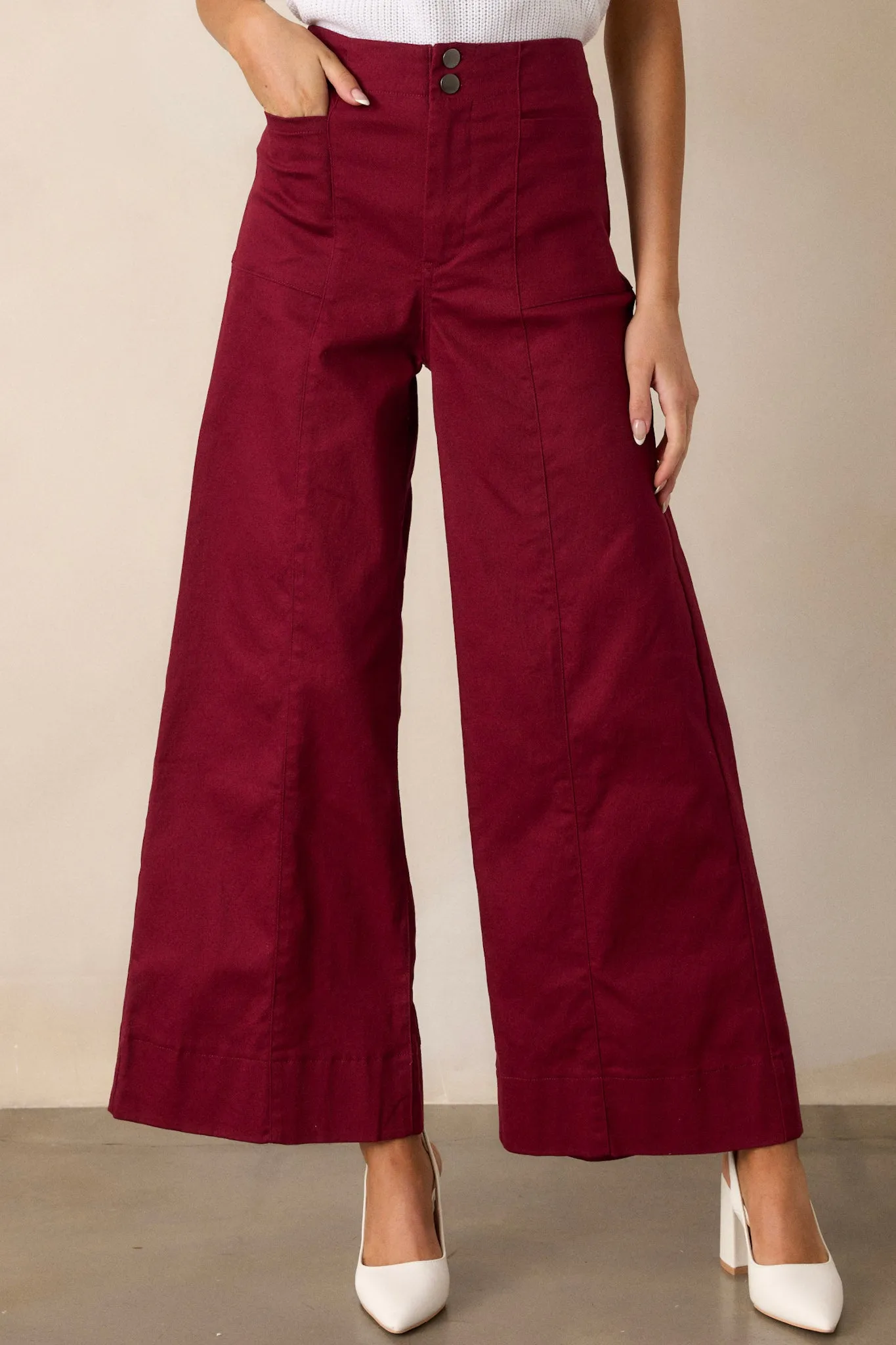 Daylight Glimmer Burgundy Wide Leg Pants