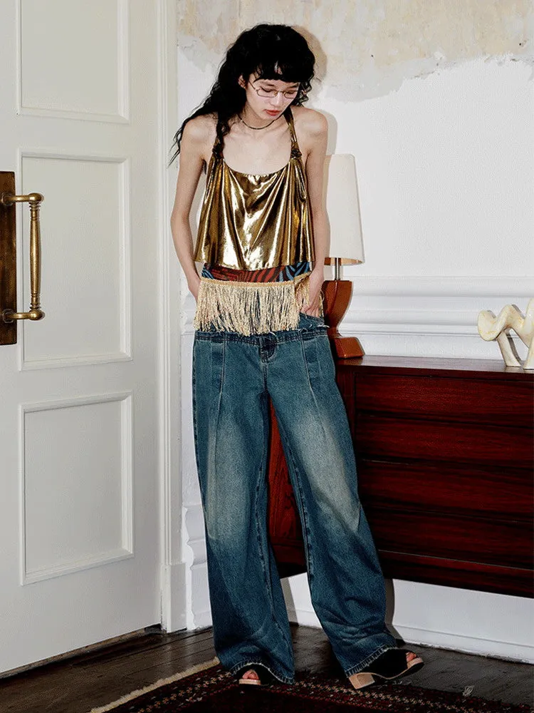 Denim Casual Straight Loose Wide-Pants