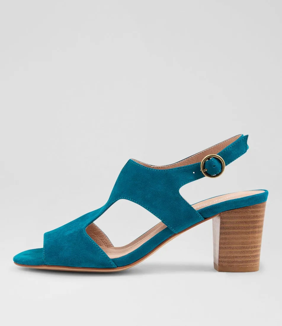 DIANA FERRARI Coral Teal Suede Sandals