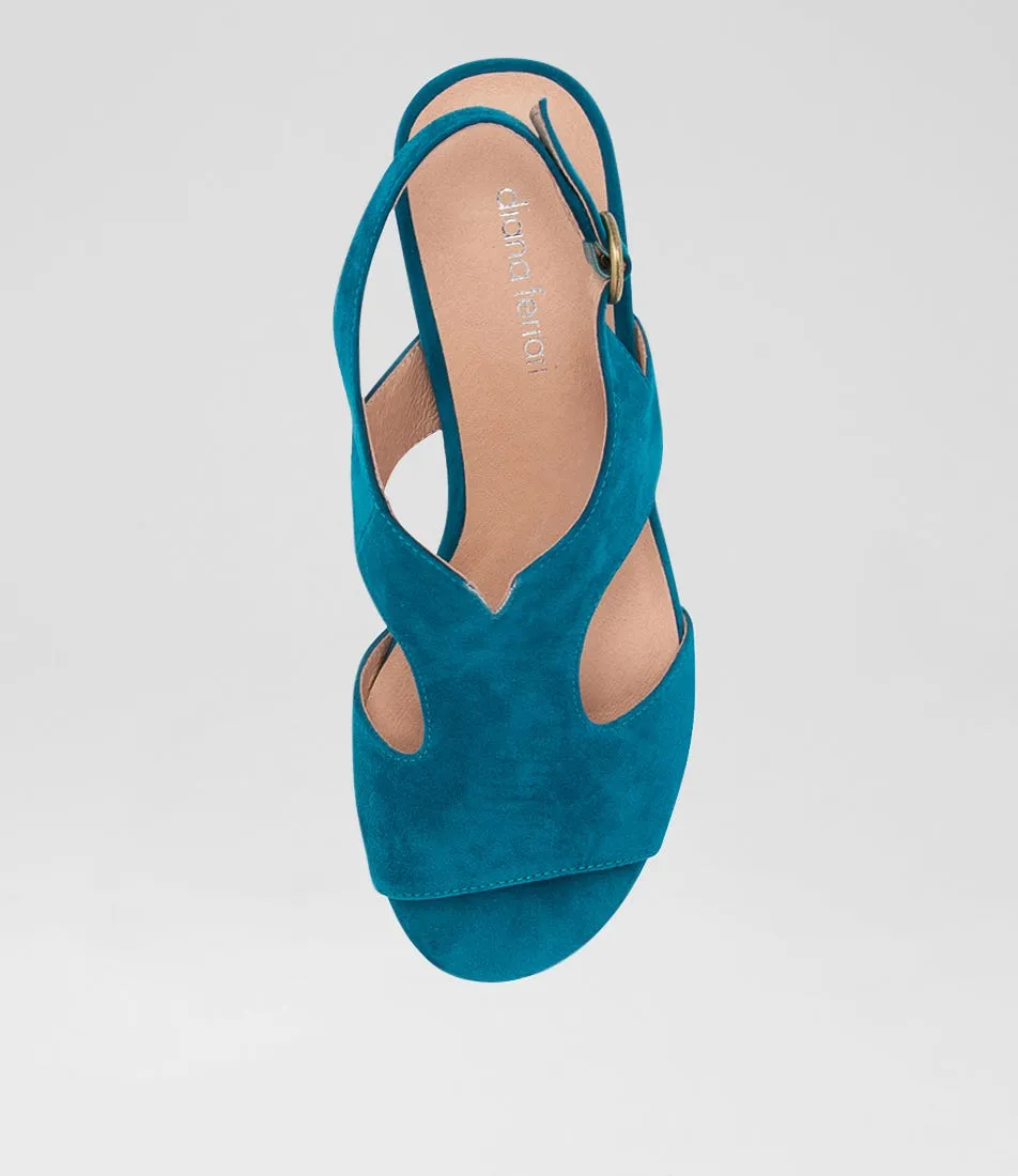 DIANA FERRARI Coral Teal Suede Sandals