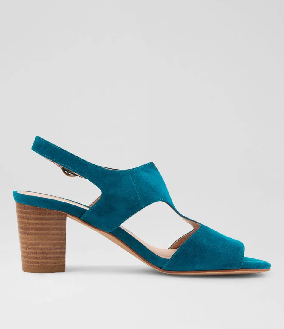 DIANA FERRARI Coral Teal Suede Sandals