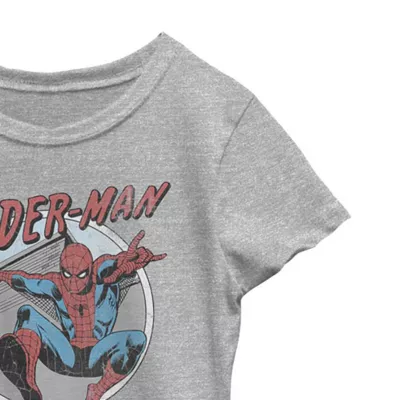 Disney Collection Little & Big Girls Crew Neck Short Sleeve Marvel Spiderman Graphic T-Shirt