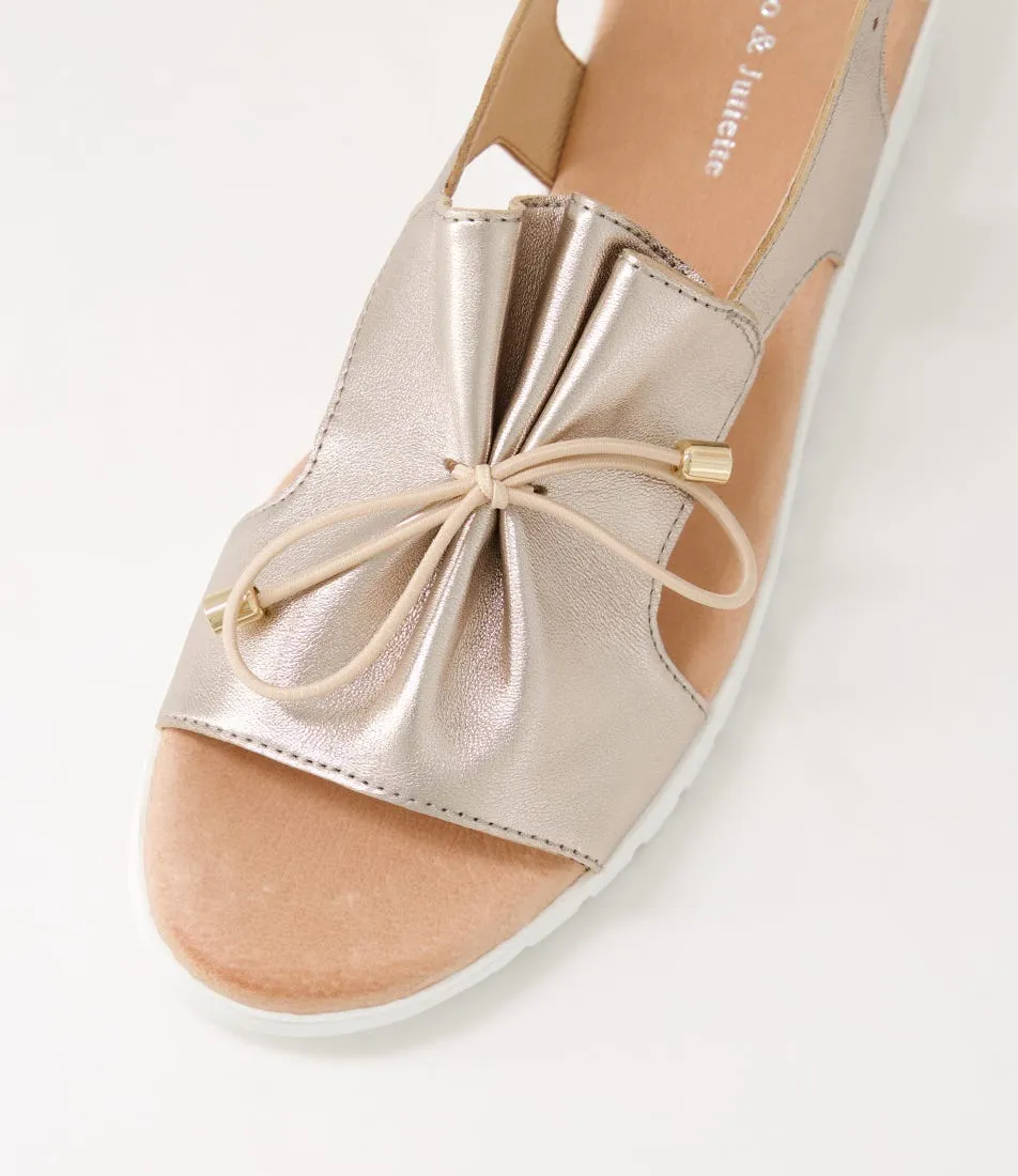 DJANGO & JULIETTE Malika Champagne White Leather Sandals