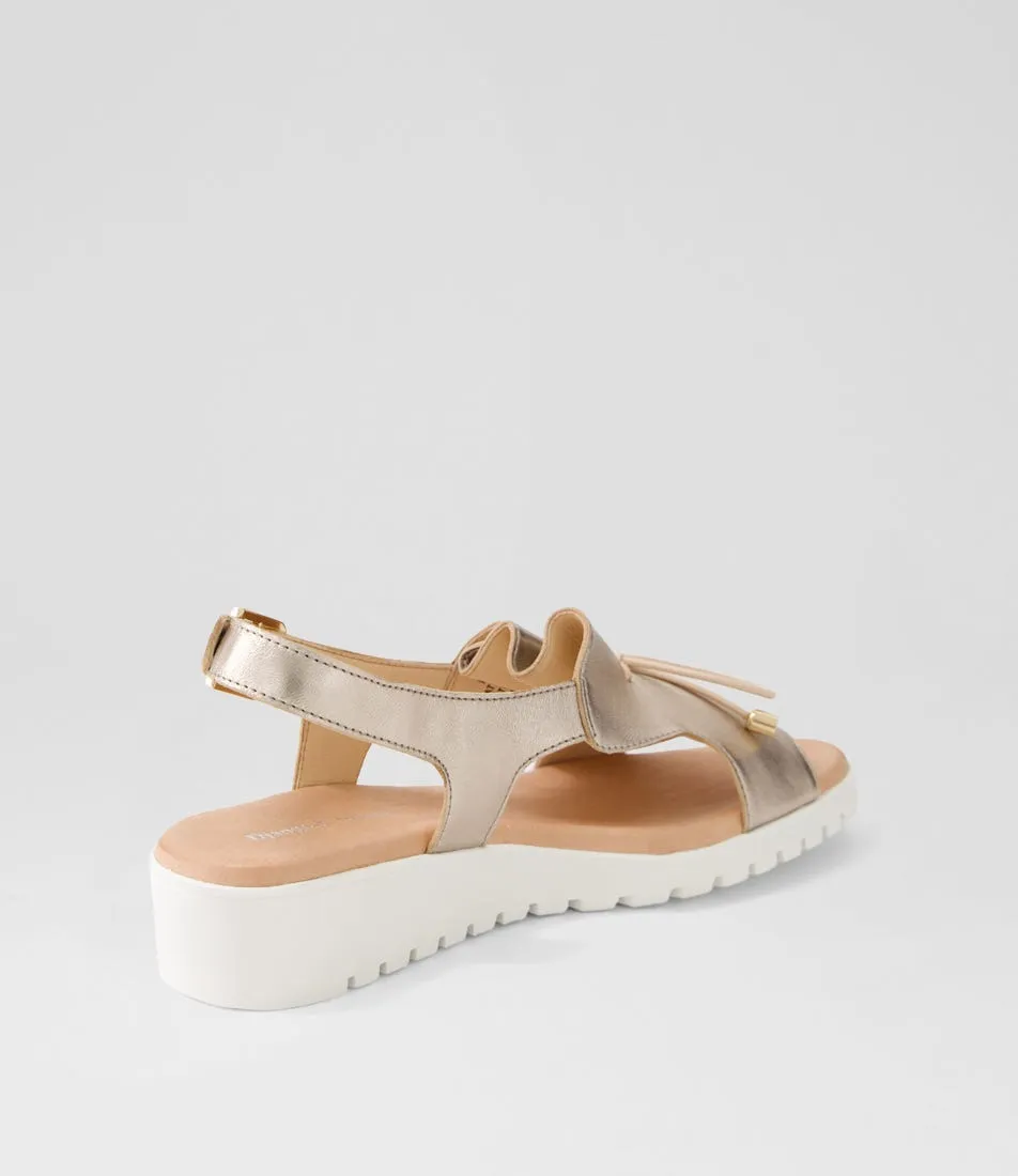 DJANGO & JULIETTE Malika Champagne White Leather Sandals