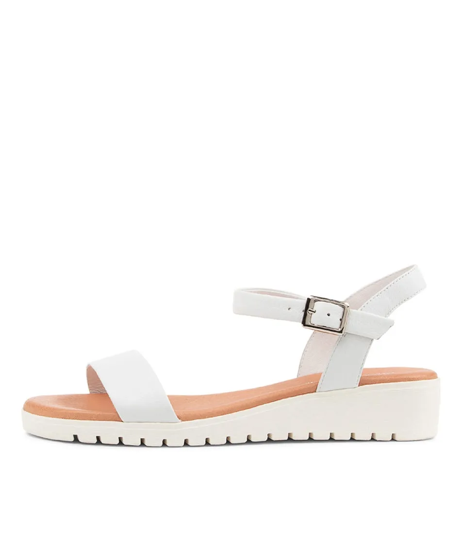 DJANGO & JULIETTE Marylee White Leather Sandals Ws