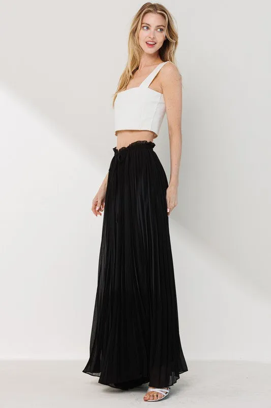 Fran Pleated Wide Leg Dress Pants - Black