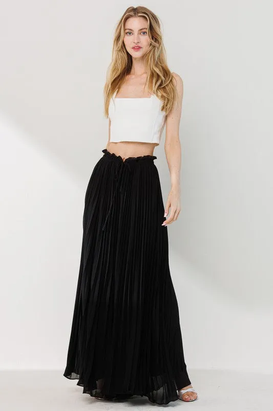 Fran Pleated Wide Leg Dress Pants - Black