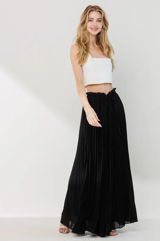 Fran Pleated Wide Leg Dress Pants - Black