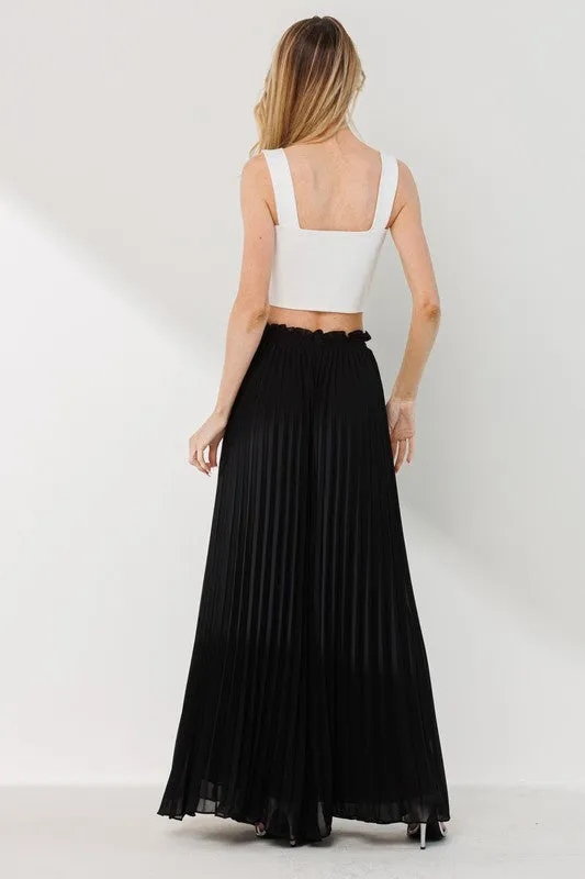 Fran Pleated Wide Leg Dress Pants - Black