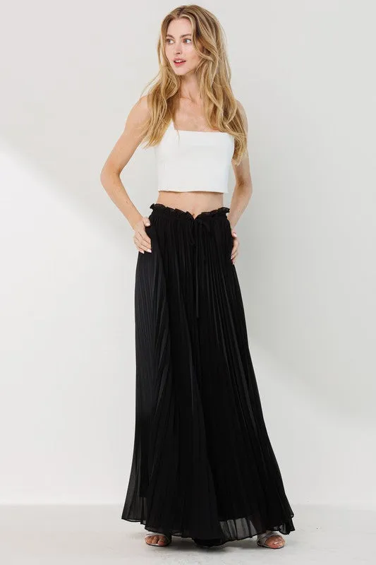 Fran Pleated Wide Leg Dress Pants - Black