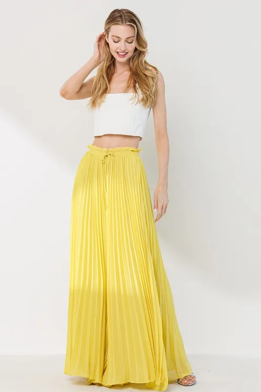 Fran Pleated Wide Leg Dress Pants - Freesia Gold